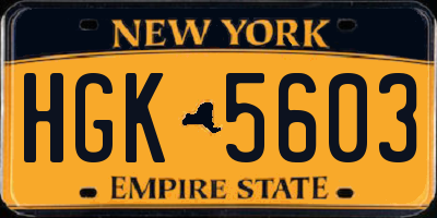 NY license plate HGK5603