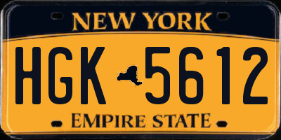 NY license plate HGK5612
