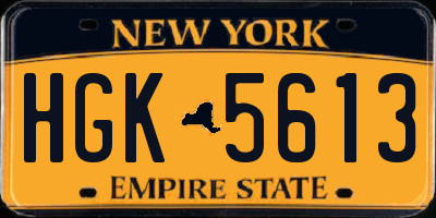 NY license plate HGK5613