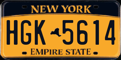 NY license plate HGK5614