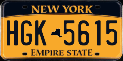 NY license plate HGK5615