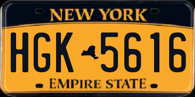NY license plate HGK5616