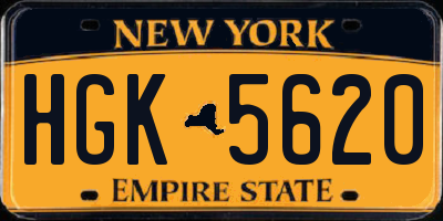 NY license plate HGK5620