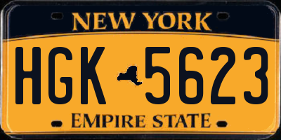 NY license plate HGK5623