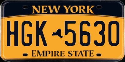 NY license plate HGK5630