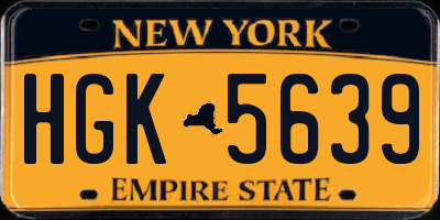 NY license plate HGK5639