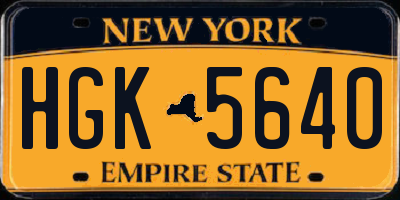 NY license plate HGK5640