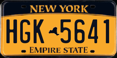 NY license plate HGK5641