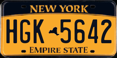 NY license plate HGK5642