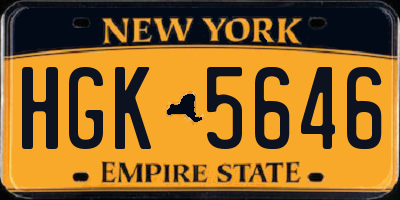 NY license plate HGK5646