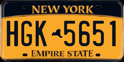 NY license plate HGK5651