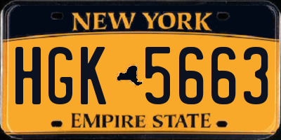 NY license plate HGK5663