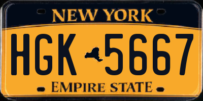 NY license plate HGK5667