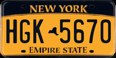 NY license plate HGK5670