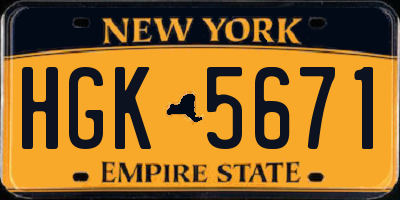 NY license plate HGK5671