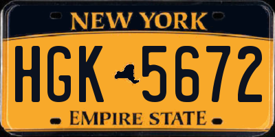 NY license plate HGK5672