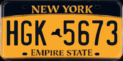 NY license plate HGK5673