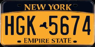 NY license plate HGK5674