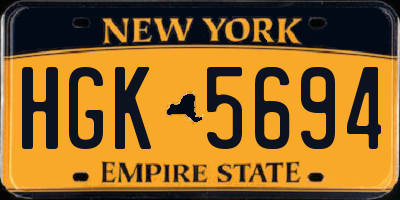 NY license plate HGK5694