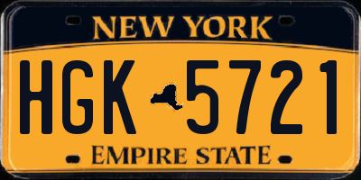 NY license plate HGK5721