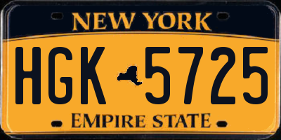 NY license plate HGK5725