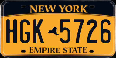 NY license plate HGK5726