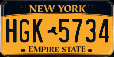 NY license plate HGK5734