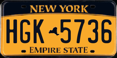NY license plate HGK5736