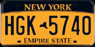 NY license plate HGK5740