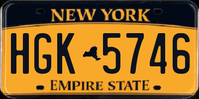 NY license plate HGK5746