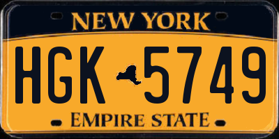 NY license plate HGK5749