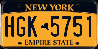 NY license plate HGK5751