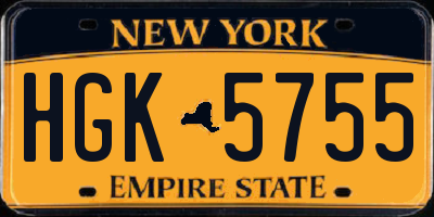 NY license plate HGK5755