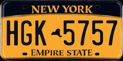 NY license plate HGK5757