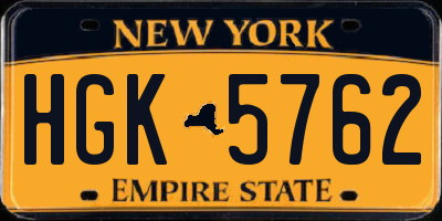 NY license plate HGK5762