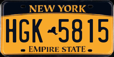 NY license plate HGK5815