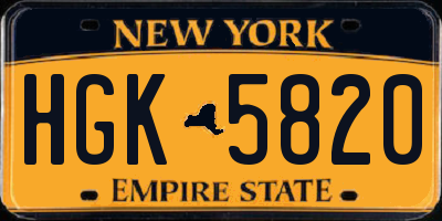 NY license plate HGK5820
