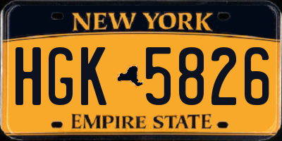 NY license plate HGK5826