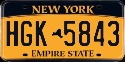 NY license plate HGK5843