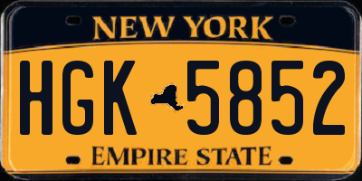 NY license plate HGK5852