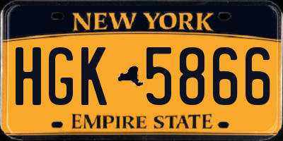 NY license plate HGK5866