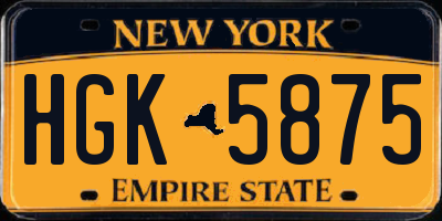 NY license plate HGK5875