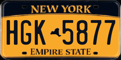 NY license plate HGK5877