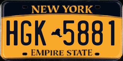 NY license plate HGK5881
