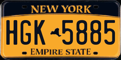 NY license plate HGK5885