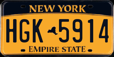 NY license plate HGK5914