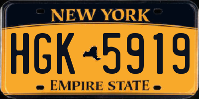 NY license plate HGK5919