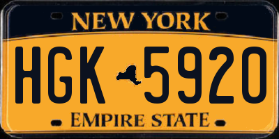 NY license plate HGK5920