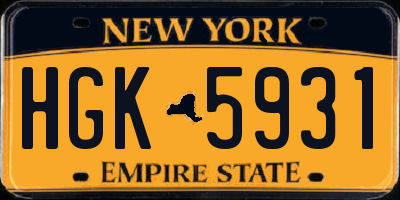 NY license plate HGK5931