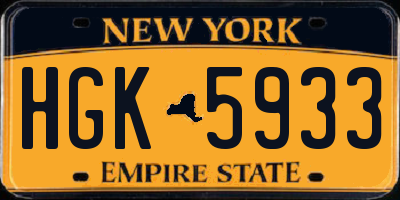 NY license plate HGK5933